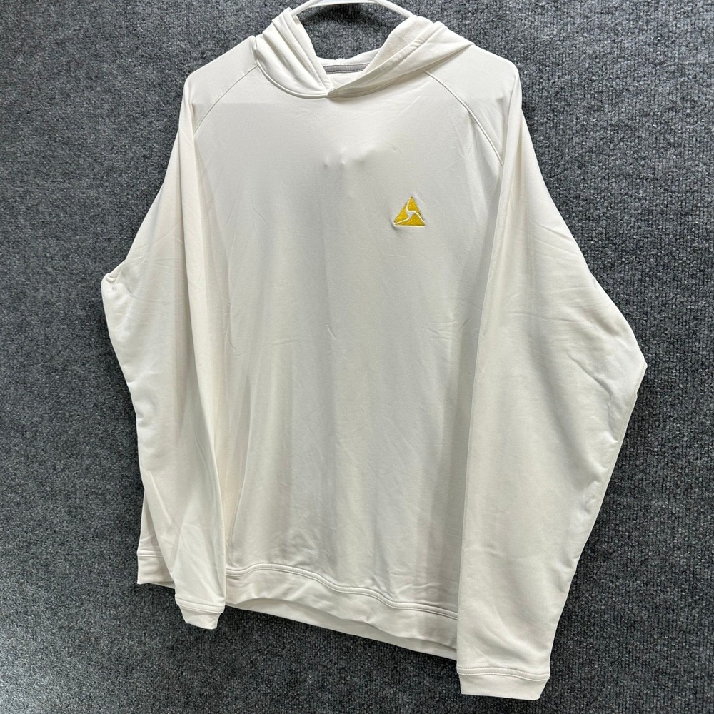 Peter Millar Crown Sport Mens White Performance Hoodie Pullover Large L New